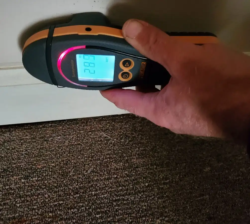 Moisture detection at baseboard during Burst Pipe Cleanup in Stansbury Park